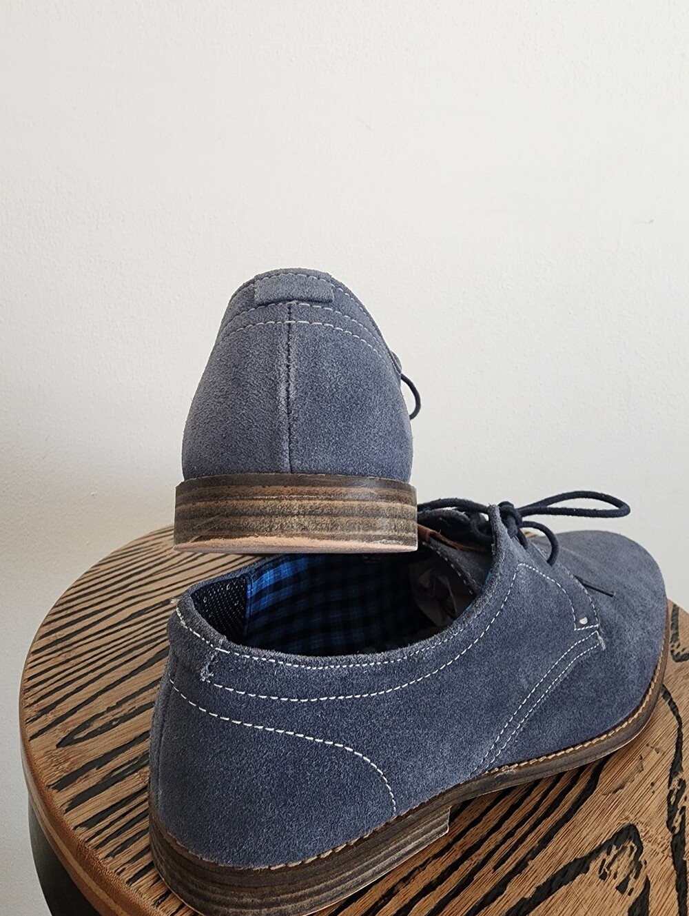 Navy Blue Suede Derby Oxfords Shoes Men’s 12 Preppy Business Casual Ben Sherman - Picture 6 of 12